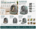 Ravuneli™ ClearView Small Pet Travel Backpack – Ventilated Panoramic Carrier with Perch and Slide-Out Cleaning Tray